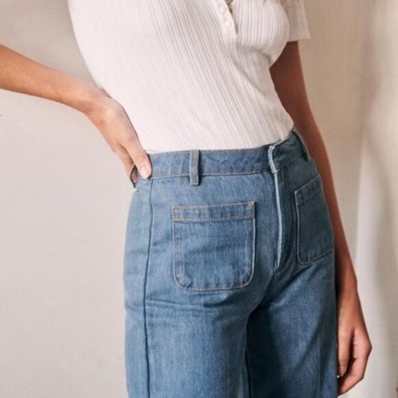 Sezane Juno Denim Cropped Jeans, Sz 38/6, BNWT - Picture 2 of 8